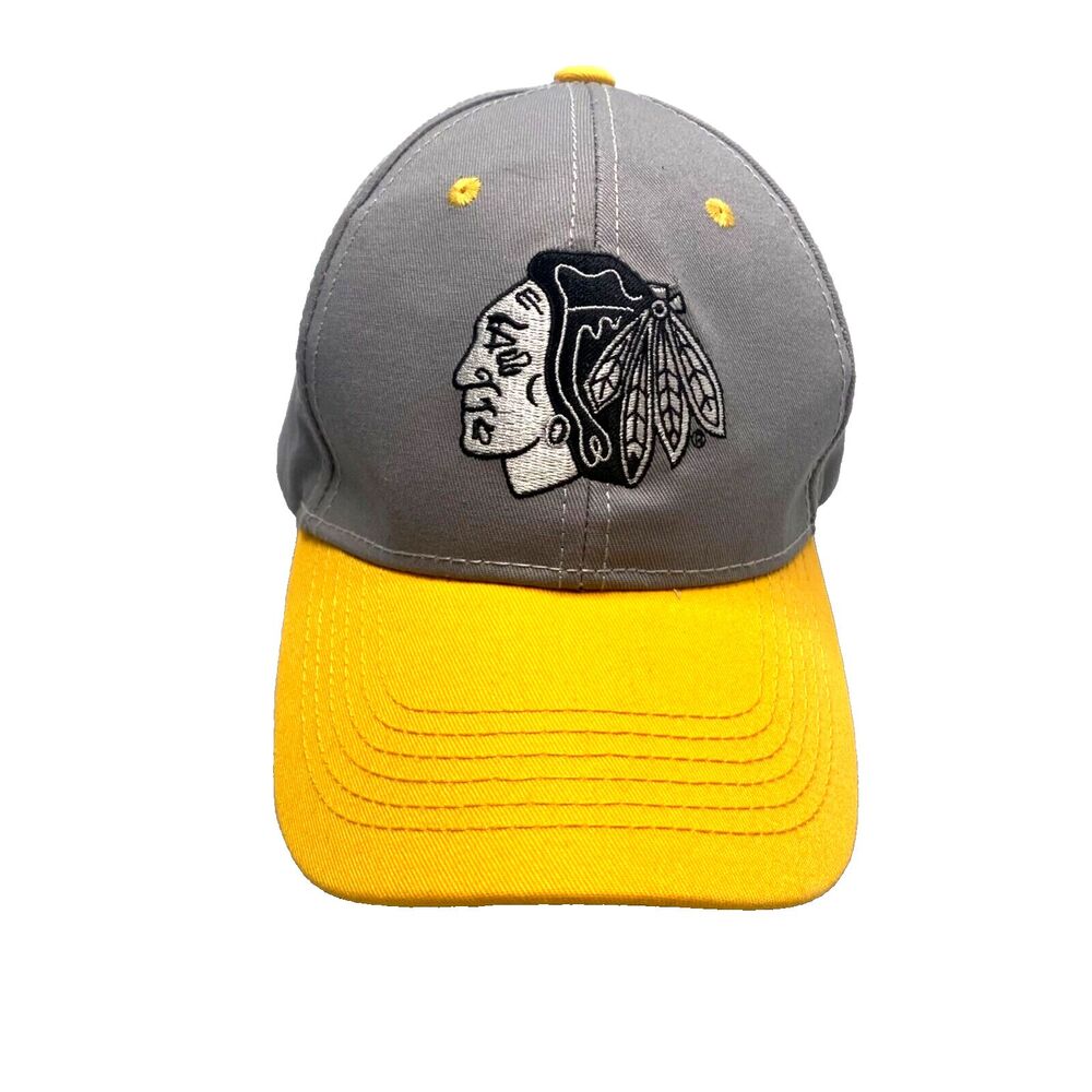 Chicago Blackhawks Hat Cap One Size Cap Gray/Yellow Melonwear-